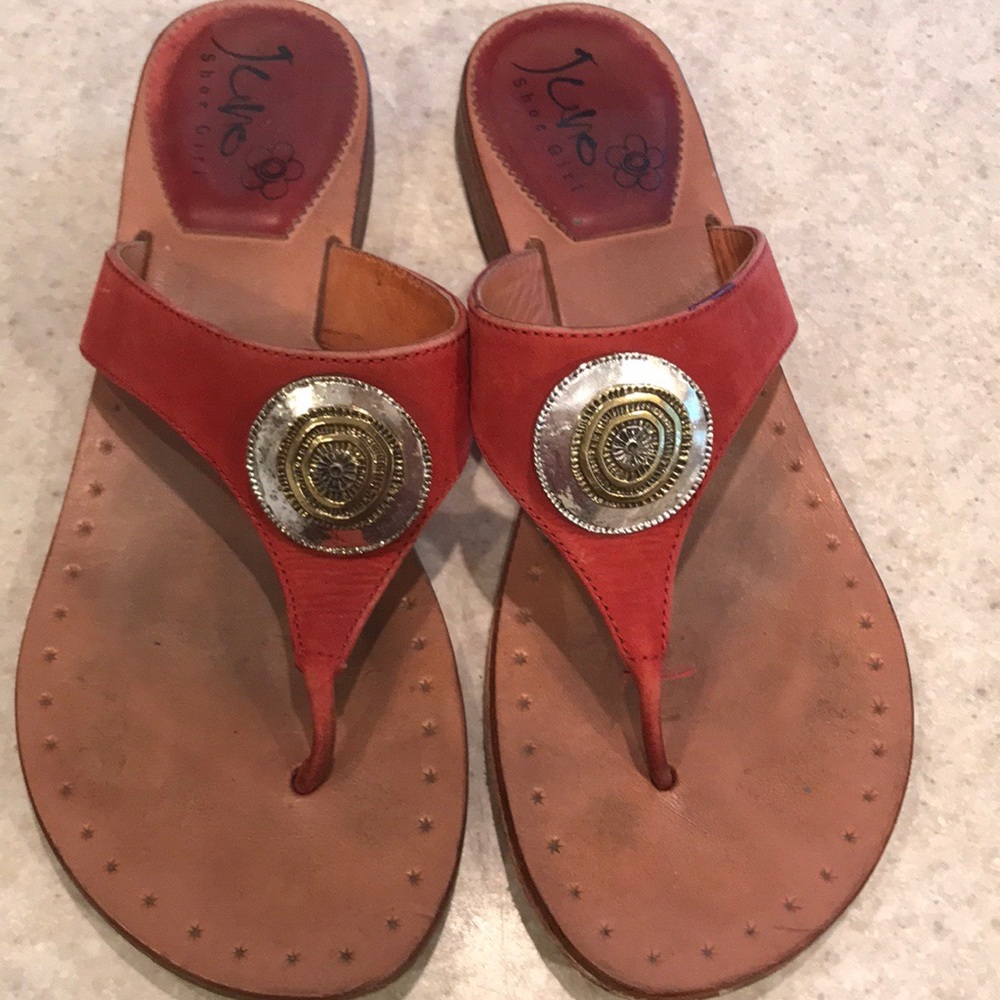 Fabulous resort sandals red leather🏝
